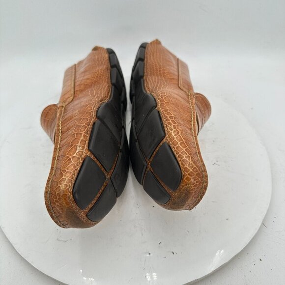 Prada Men Size 8 Brown Faux Crocodile Leather Slip On Penny Loafer Dress Shoes main image 6